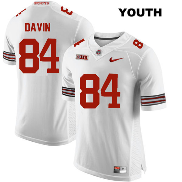 Ohio State Buckeyes Youth Brock Davin #84 White Authentic Nike College NCAA Stitched Football Jersey XY19S68CJ